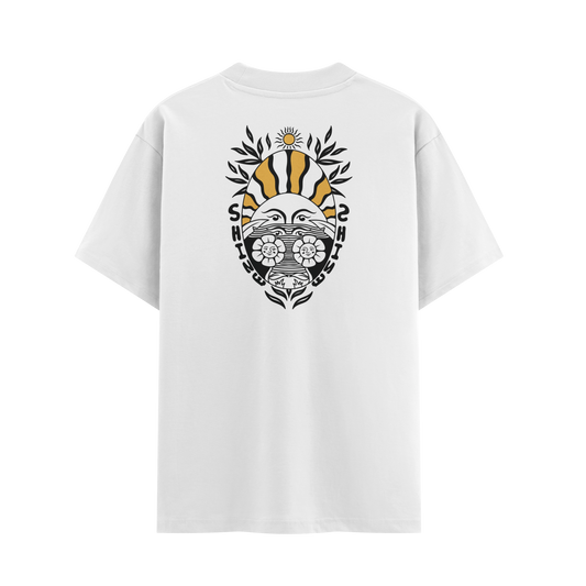 เสื้อโอเวอร์ไซส์ ลาย Sunflower สไตล์ธรรมชาติ | เสื้อยืดคอตตอนแท้