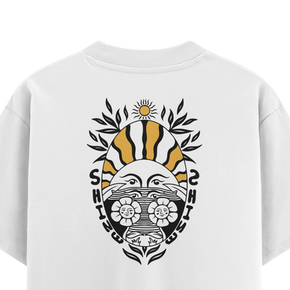 เสื้อโอเวอร์ไซส์ ลาย Sunflower สไตล์ธรรมชาติ | เสื้อยืดคอตตอนแท้