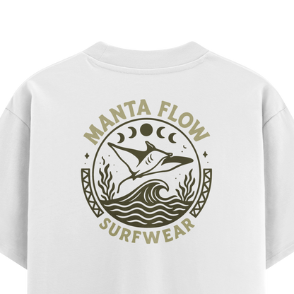 เสื้อยืดโอเวอร์ไซส์ ลาย Manta Flow สไตล์สัตว์ทะเล | เสื้อยืดคอตตอนแท้