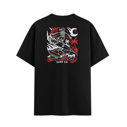 เสื้อโอเวอร์ไซส์ ลาย Bone Surfwear สไตล์สตรีทอาร์ต | เสื้อยืดคอตตอนแท้