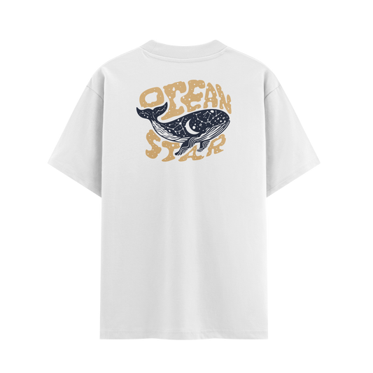 เสื้อยืดโอเวอร์ไซส์ ลาย Whale สไตล์สัตว์ทะเล | เสื้อยืดคอตตอนแท้