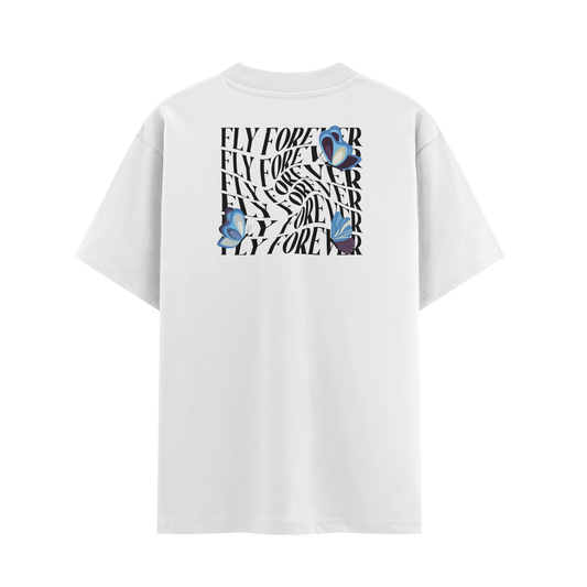 เสื้อยืดโอเวอร์ไซส์ ลาย Butterfly สไตล์ธรรมชาติ | เสื้อยืดคอตตอนแท้