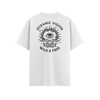 เสื้อโอเวอร์ไซส์ ลาย Ocean สไตล์ทะเลยามเย็น | เสื้อยืดคอตตอนแท้