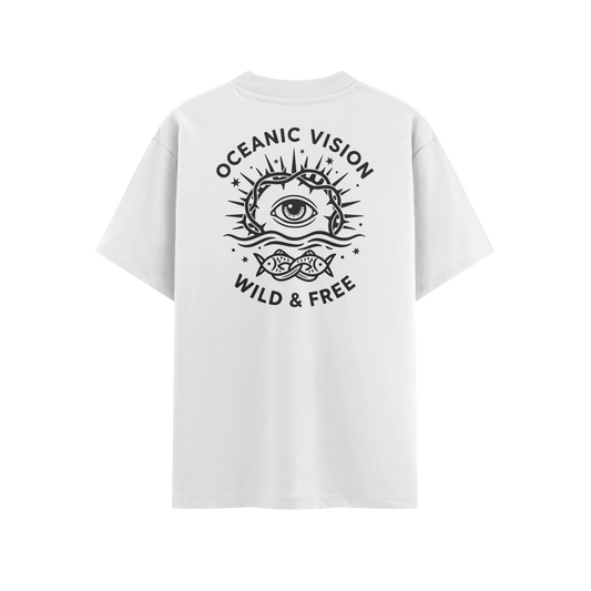 เสื้อโอเวอร์ไซส์ ลาย Ocean สไตล์ทะเลยามเย็น | เสื้อยืดคอตตอนแท้