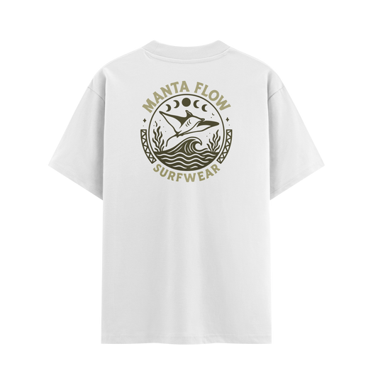 เสื้อยืดโอเวอร์ไซส์ ลาย Manta Flow สไตล์สัตว์ทะเล | เสื้อยืดคอตตอนแท้