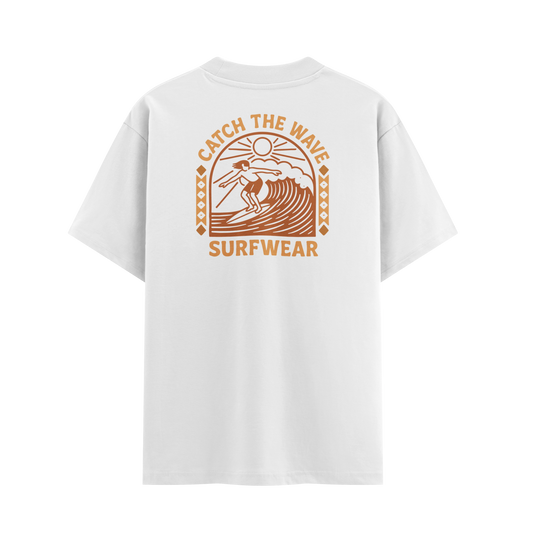 เสื้อยืดโอเวอร์ไซส์ ลาย Surfware สไตล์เสริฟบอร์ด | เสื้อยืดคอตตอนแท้