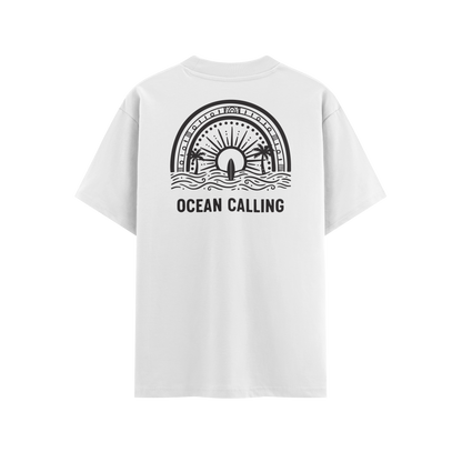 เสื้อโอเวอร์ไซส์ ลาย  Ocean สไตล์ชายหาดทะเล | เสื้อยืดคอตตอนแท้