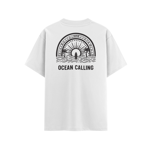 เสื้อโอเวอร์ไซส์ ลาย  Ocean สไตล์ชายหาดทะเล | เสื้อยืดคอตตอนแท้