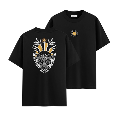 เสื้อโอเวอร์ไซส์ ลาย Sunflower สไตล์ธรรมชาติ | เสื้อยืดคอตตอนแท้