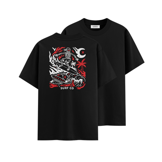 เสื้อโอเวอร์ไซส์ ลาย Bone Surfwear สไตล์สตรีทอาร์ต | เสื้อยืดคอตตอนแท้