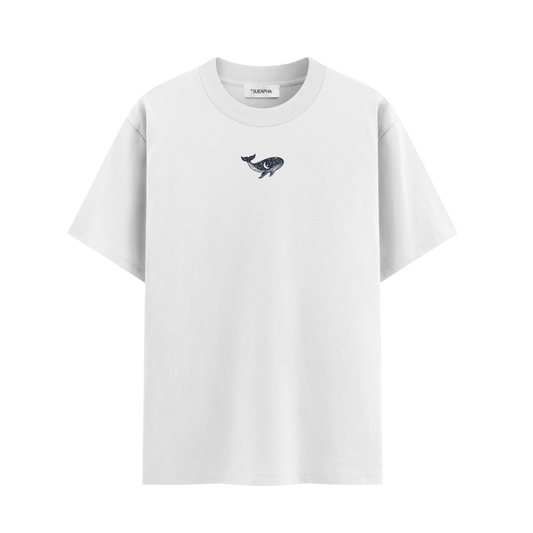 เสื้อยืดโอเวอร์ไซส์ ลาย Whale สไตล์สัตว์ทะเล | เสื้อยืดคอตตอนแท้