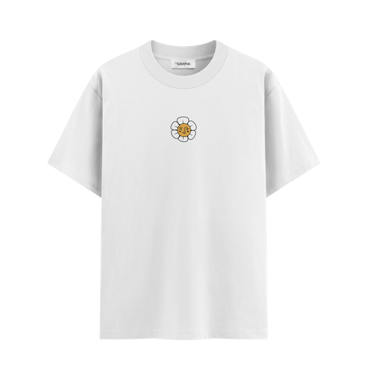 เสื้อโอเวอร์ไซส์ ลาย Sunflower สไตล์ธรรมชาติ | เสื้อยืดคอตตอนแท้